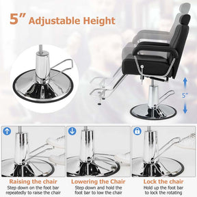 360° Swivel Hydraulic Salon Barber Chair for Hair Stylist w/Headrest & Recline Backrest, Spa Equipment Tattoo Chair Makeup Station
