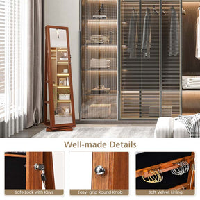 360° Swivel Jewelry Armoire with Higher Full Length Mirror, 3-in-1 Freestanding Lockable Jewelry Cabinet Organizer