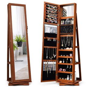 360° Swivel Jewelry Armoire with Higher Full Length Mirror, 3-in-1 Freestanding Lockable Jewelry Cabinet Organizer