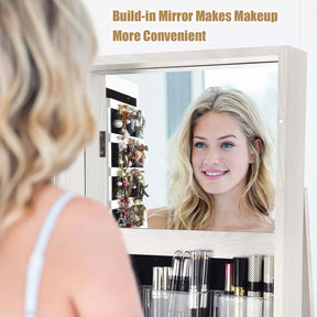 360° Swivel Jewelry Armoire with Higher Full Length Mirror, 3-in-1 Freestanding Lockable Jewelry Cabinet Organizer
