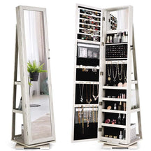 360° Swivel Jewelry Armoire with Higher Full Length Mirror, 3-in-1 Freestanding Lockable Jewelry Cabinet Organizer