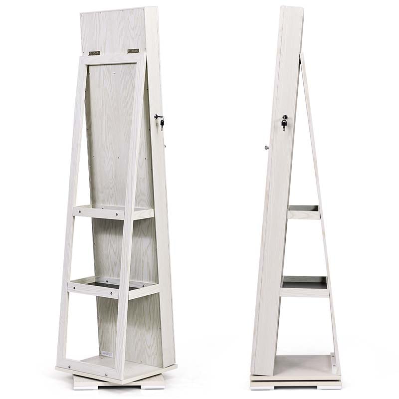 360° Swivel Jewelry Armoire with Higher Full Length Mirror, 3-in-1 Freestanding Lockable Jewelry Cabinet Organizer