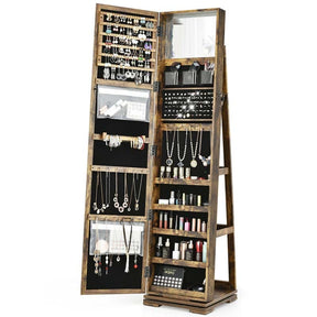 360° Swivel Jewelry Armoire with Higher Full Length Mirror, 3-in-1 Freestanding Lockable Jewelry Cabinet Organizer