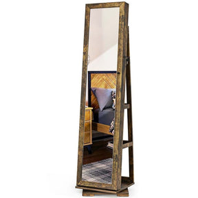 360° Swivel Jewelry Armoire with Higher Full Length Mirror, 3-in-1 Freestanding Lockable Jewelry Cabinet Organizer