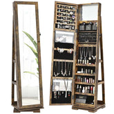 360° Swivel Jewelry Armoire with Higher Full Length Mirror, 3-in-1 Freestanding Lockable Jewelry Cabinet Organizer