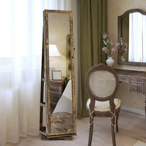 360° Swivel Jewelry Armoire with Higher Full Length Mirror, 3-in-1 Freestanding Lockable Jewelry Cabinet Organizer