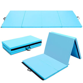 8' x 4' Anti-Tear Folding Gymnastics Mat for Yoga Fitness, 2" Thick 4-Panel Exercise Tumbling Mat with Carrying Handles