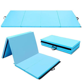 8' x 4' Anti-Tear Folding Gymnastics Mat for Yoga Fitness, 2" Thick 4-Panel Exercise Tumbling Mat with Carrying Handles