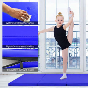 8' x 4' Anti-Tear Folding Gymnastics Mat for Yoga Fitness, 2" Thick 4-Panel Exercise Tumbling Mat with Carrying Handles