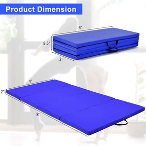 8' x 4' Anti-Tear Folding Gymnastics Mat for Yoga Fitness, 2" Thick 4-Panel Exercise Tumbling Mat with Carrying Handles