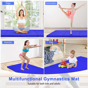 8' x 4' Anti-Tear Folding Gymnastics Mat for Yoga Fitness, 2" Thick 4-Panel Exercise Tumbling Mat with Carrying Handles