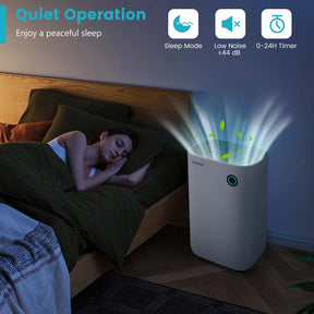 73 Pint Quiet Dehumidifier for 4500 Sq. Ft Home & Basements with 5 Modes, 24H Timer, 3-Color Indicator Light & 1.7 Gal Water Tank
