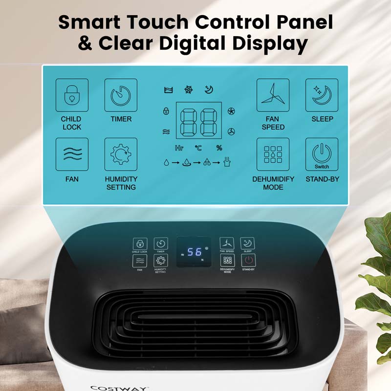 73 Pint Quiet Dehumidifier for 4500 Sq. Ft Home & Basements with 5 Modes, 24H Timer, 3-Color Indicator Light & 1.7 Gal Water Tank