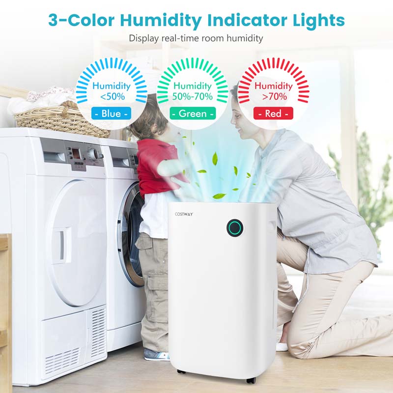 73 Pint Quiet Dehumidifier for 4500 Sq. Ft Home & Basements with 5 Modes, 24H Timer, 3-Color Indicator Light & 1.7 Gal Water Tank