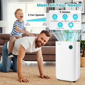 73 Pint Quiet Dehumidifier for 4500 Sq. Ft Home & Basements with 5 Modes, 24H Timer, 3-Color Indicator Light & 1.7 Gal Water Tank
