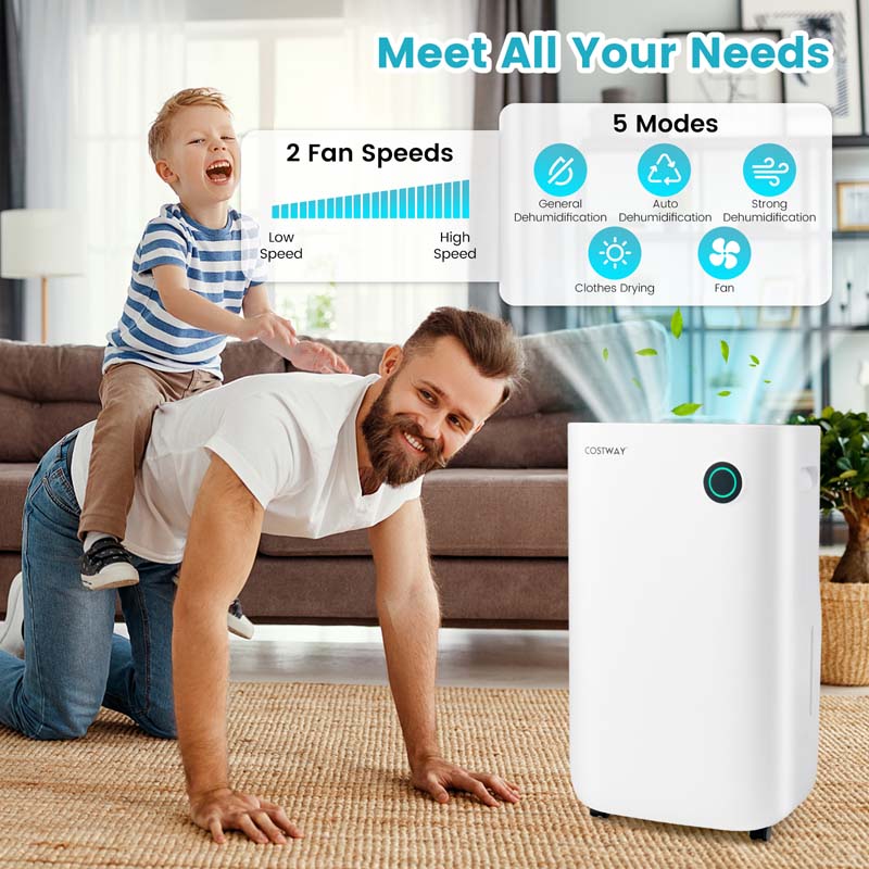 73 Pint Quiet Dehumidifier for 4500 Sq. Ft Home & Basements with 5 Modes, 24H Timer, 3-Color Indicator Light & 1.7 Gal Water Tank