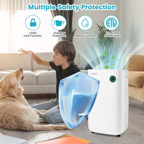 73 Pint Quiet Dehumidifier for 4500 Sq. Ft Home & Basements with 5 Modes, 24H Timer, 3-Color Indicator Light & 1.7 Gal Water Tank