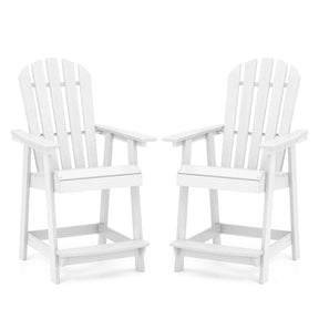Outdoor HDPE Tall Adirondack Chair with Armrest & Footrest, Weather Resistant 47" Counter Height Barstool Balcony Chairs