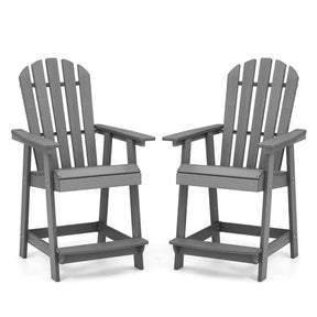 Outdoor HDPE Tall Adirondack Chair with Armrest & Footrest, Weather Resistant 47" Counter Height Barstool Balcony Chairs
