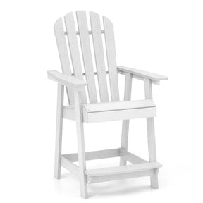 Outdoor HDPE Tall Adirondack Chair with Armrest & Footrest, Weather Resistant 47" Counter Height Barstool Balcony Chairs