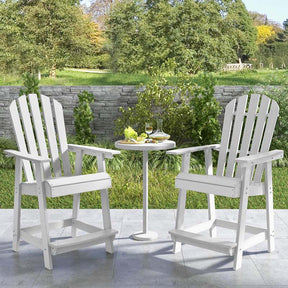 Outdoor HDPE Tall Adirondack Chair with Armrest & Footrest, Weather Resistant 47" Counter Height Barstool Balcony Chairs