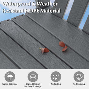 Outdoor HDPE Tall Adirondack Chair with Armrest & Footrest, Weather Resistant 47" Counter Height Barstool Balcony Chairs