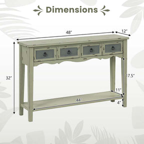 48" Vintage Entryway Console Table with 2 Storage Drawers, Open Shelf, Narrow Sofa Foyer Table for Hallway Living Room