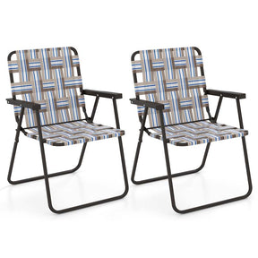 4-Pack Beach Chairs Camping Lawn Webbing Chair with Steel Frame, Lightweight Folding Outdoor Chair for Poolside Fishing Yard