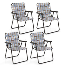 4-Pack Beach Chairs Camping Lawn Webbing Chair with Steel Frame, Lightweight Folding Outdoor Chair for Poolside Fishing Yard