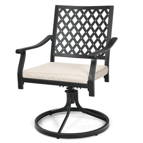 5Pcs Rustproof Steel Outdoor Patio Dining Set with 4 Swivel Rocking Chairs, Soft Cushions