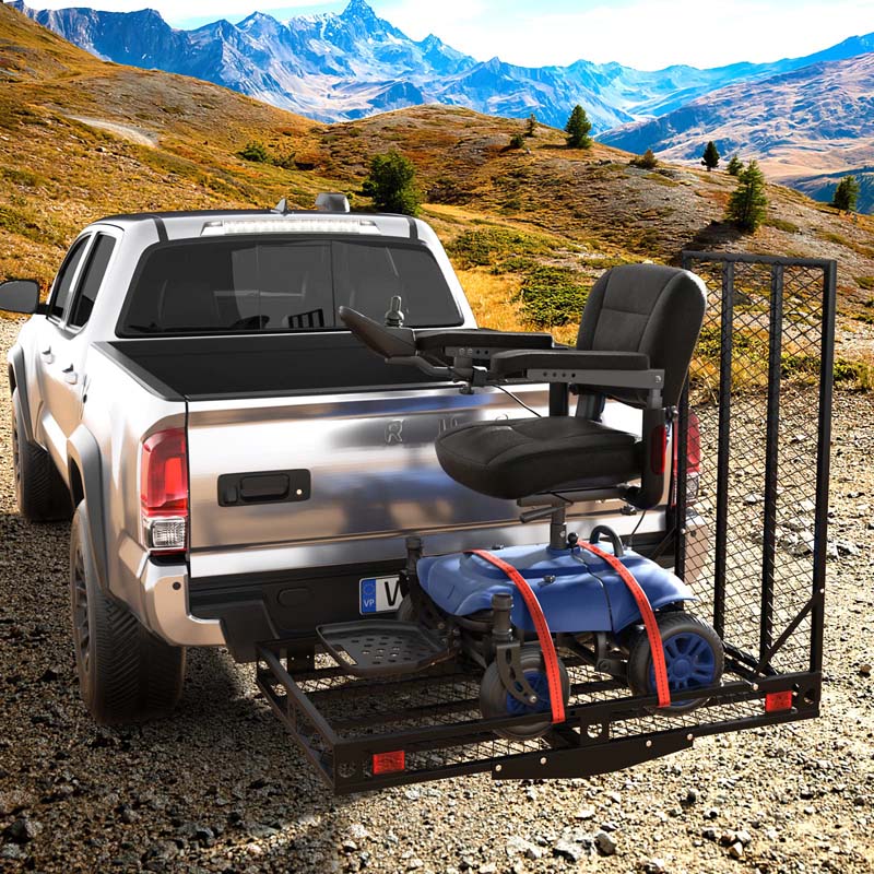 Hitch Mobility Scooter Wheelchair Carrier with Ramp, 500 LBS Heavy Duty Folding Cargo Carrier for Car SUV Truck, Fits 2 Inch Hitch Receiver