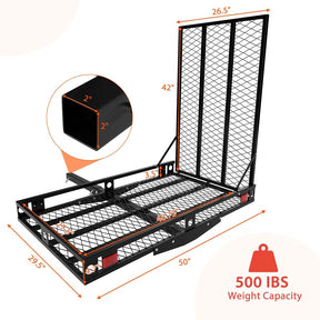 Hitch Mobility Scooter Wheelchair Carrier with Ramp, 500 LBS Heavy Duty Folding Cargo Carrier for Car SUV Truck, Fits 2 Inch Hitch Receiver