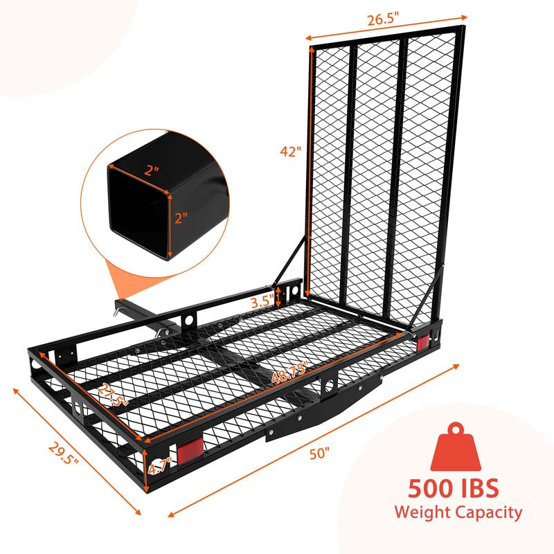 Hitch Mobility Scooter Wheelchair Carrier with Ramp, 500 LBS Heavy Duty Folding Cargo Carrier for Car SUV Truck, Fits 2 Inch Hitch Receiver