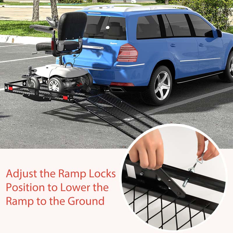 Hitch Mobility Scooter Wheelchair Carrier with Ramp, 500 LBS Heavy Duty Folding Cargo Carrier for Car SUV Truck, Fits 2 Inch Hitch Receiver