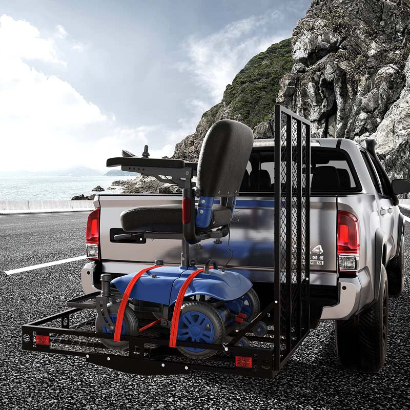 Hitch Mobility Scooter Wheelchair Carrier with Ramp, 500 LBS Heavy Duty Folding Cargo Carrier for Car SUV Truck, Fits 2 Inch Hitch Receiver