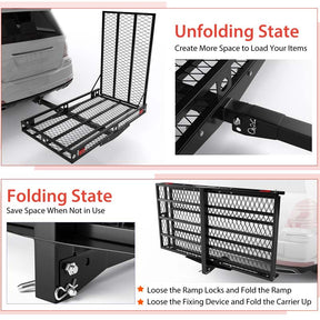 Hitch Mobility Scooter Wheelchair Carrier with Ramp, 500 LBS Heavy Duty Folding Cargo Carrier for Car SUV Truck, Fits 2 Inch Hitch Receiver