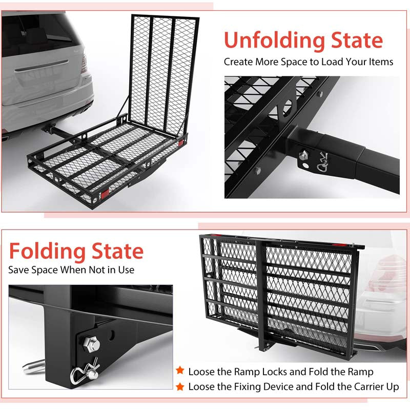 Hitch Mobility Scooter Wheelchair Carrier with Ramp, 500 LBS Heavy Duty Folding Cargo Carrier for Car SUV Truck, Fits 2 Inch Hitch Receiver
