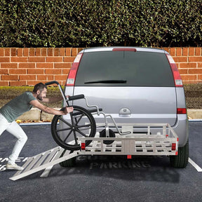 500lbs Aluminum Hitch Cargo Carrier with Ramp & High Side Rails, Heavy-Duty Utility Cargo Rack for Truck SUV Van RV, Fits 2" Class III/IV Receiver