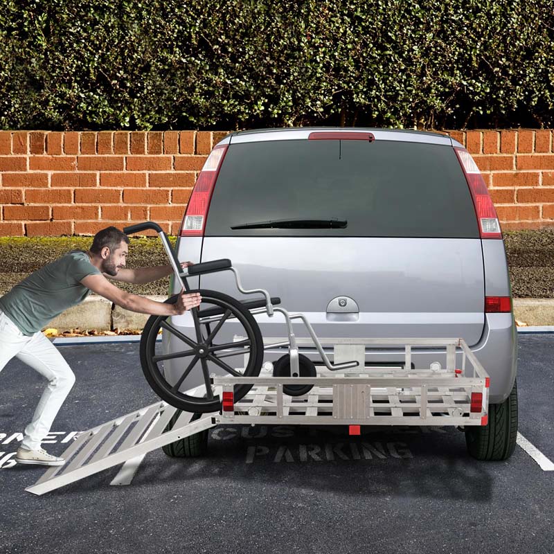 500lbs Aluminum Hitch Cargo Carrier with Ramp & High Side Rails, Heavy-Duty Utility Cargo Rack for Truck SUV Van RV, Fits 2" Class III/IV Receiver