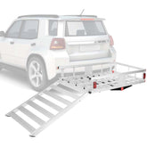 500lbs Aluminum Hitch Cargo Carrier with Ramp & High Side Rails, Heavy-Duty Utility Cargo Rack for Truck SUV Van RV, Fits 2" Class III/IV Receiver