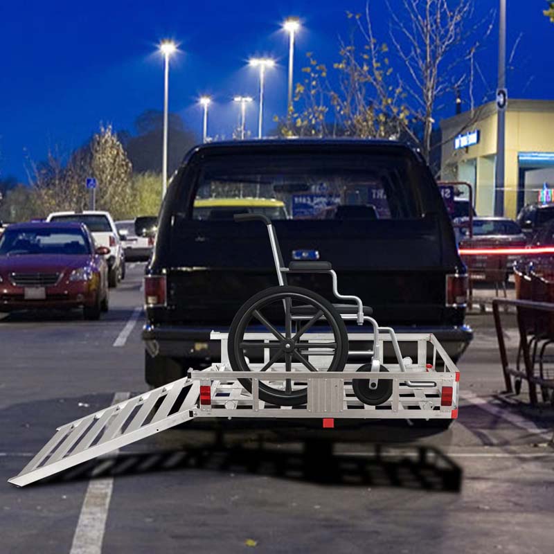 500lbs Aluminum Hitch Cargo Carrier with Ramp & High Side Rails, Heavy-Duty Utility Cargo Rack for Truck SUV Van RV, Fits 2" Class III/IV Receiver