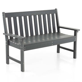 52" HDPE 2-Person Outdoor Patio Bench All-Weather Garden Park Bench Porch Loveseat Chair with Backrest & Armrests
