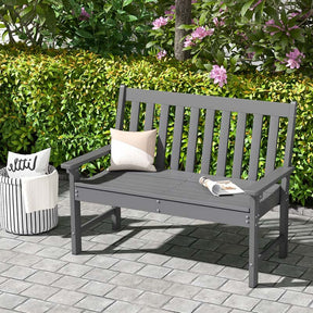 52" HDPE 2-Person Outdoor Patio Bench All-Weather Garden Park Bench Porch Loveseat Chair with Backrest & Armrests