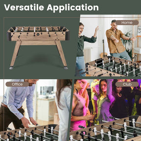 54" Wood Foosball Table, Full Size Arcade Soccer Game Table with 2 Balls & 26 Players for Adults, Family Party, Game Room, Office