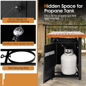 57" 50,000 BTU Outdoor Propane Fire Pit Table, Rectangular Patio Gas Fire Table with Lid, Auto-Ignition & Lava Rocks for Backyard Garden