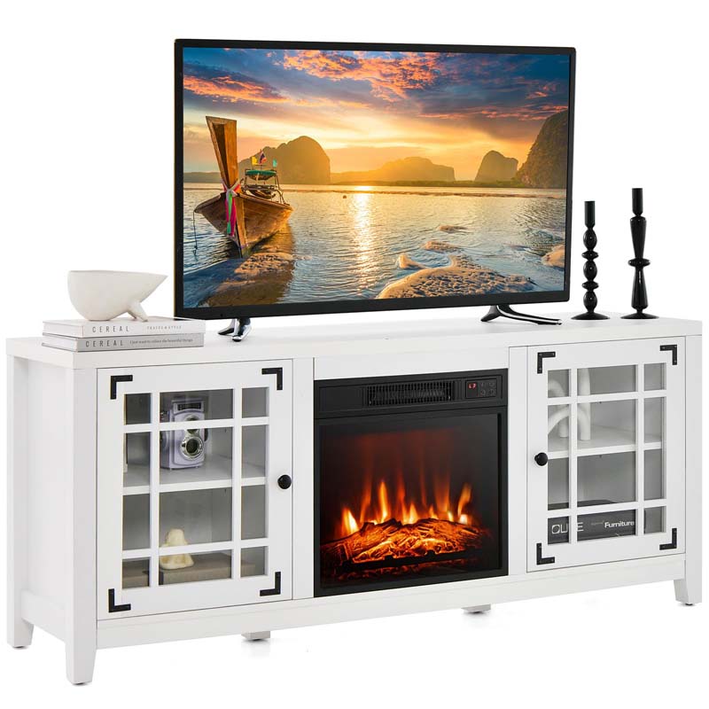 58" Electric Fireplace TV Stand with 18" Heater Insert & CSA Certified, Media Console Entertainment Center w/ Storage Cabinet for 65" TVs