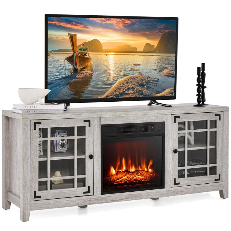 58" Electric Fireplace TV Stand with 18" Heater Insert & CSA Certified, Media Console Entertainment Center w/ Storage Cabinet for 65" TVs