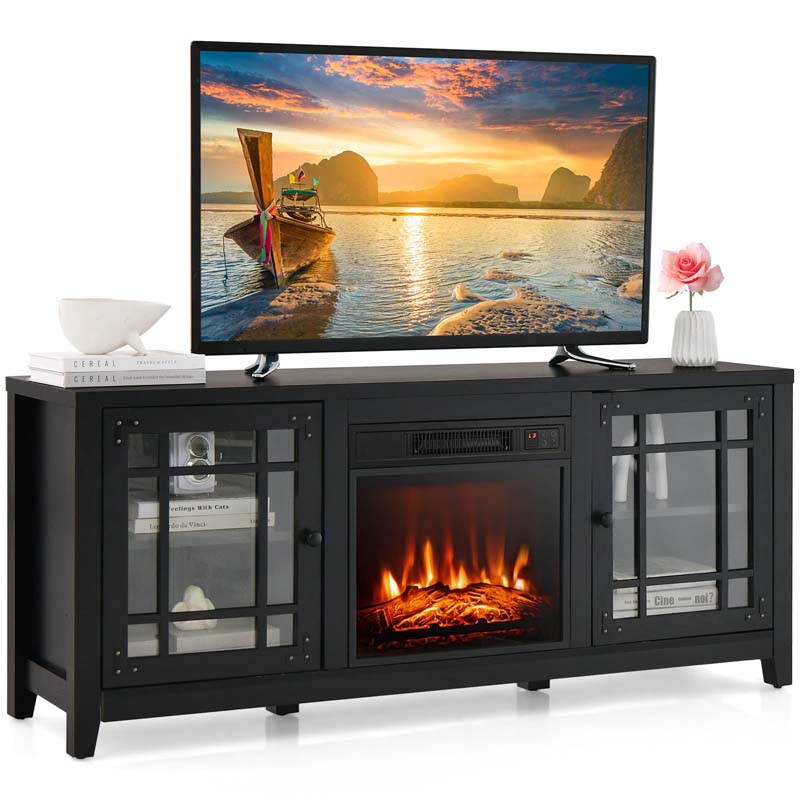 58" Electric Fireplace TV Stand with 18" Heater Insert & CSA Certified, Media Console Entertainment Center w/ Storage Cabinet for 65" TVs