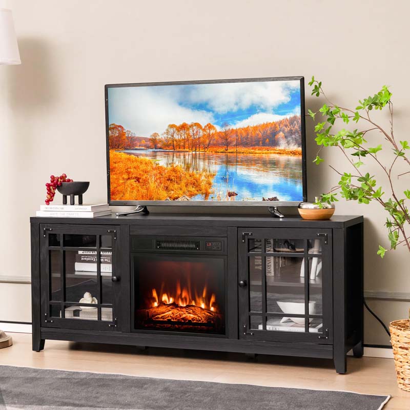 58" Electric Fireplace TV Stand with 18" Heater Insert & CSA Certified, Media Console Entertainment Center w/ Storage Cabinet for 65" TVs