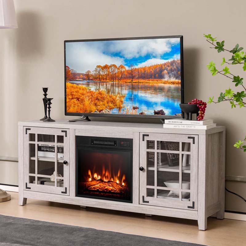 58" Electric Fireplace TV Stand with 18" Heater Insert & CSA Certified, Media Console Entertainment Center w/ Storage Cabinet for 65" TVs